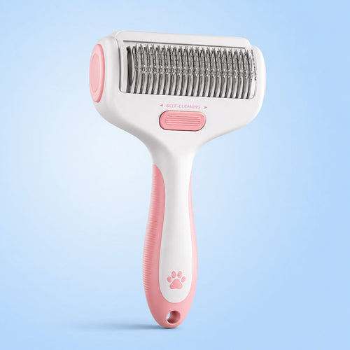 Self-Cleaning Pet Grooming & Deshedding Brush with One-Click Hair Ejection Button – Professional Undercoat Rake for Long & Short Hair Dogs & Cats