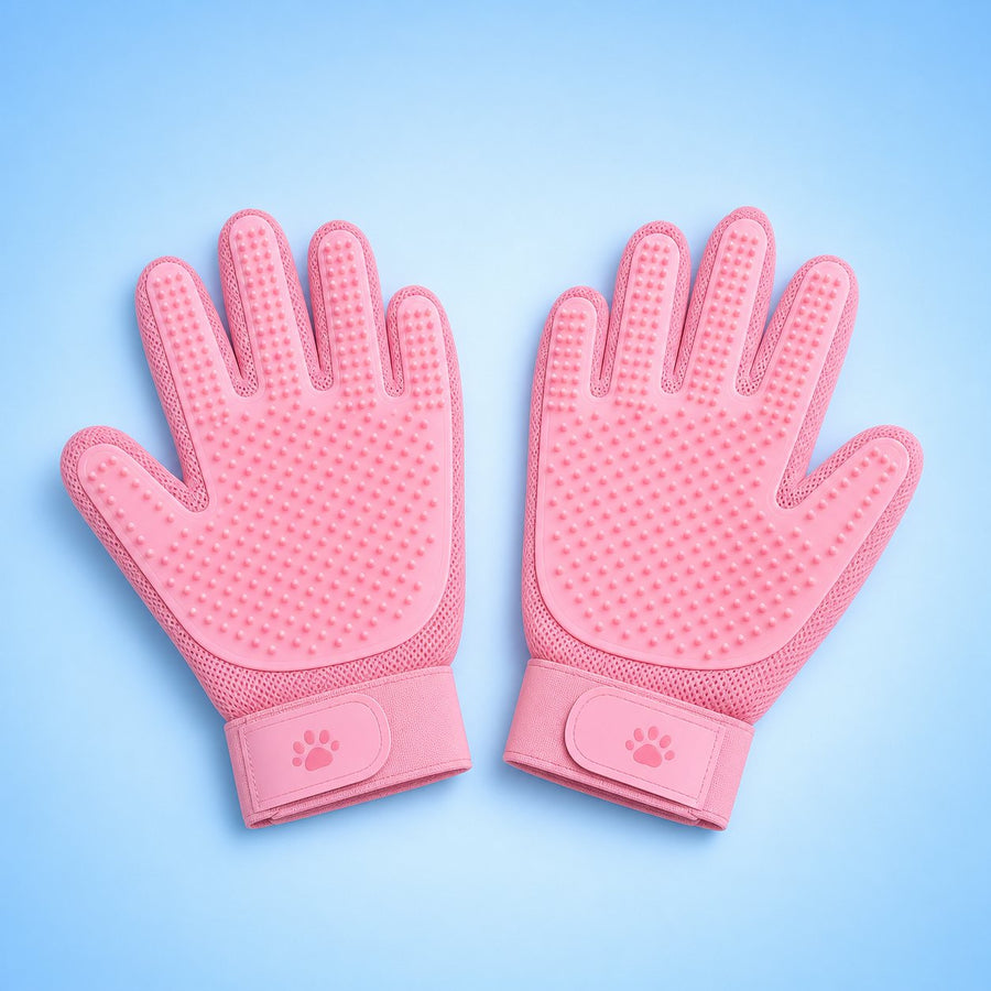 Ultimate 2-in-1 Gentle Pet Grooming & Deshedding Gloves (1 Pair) – Soft Silicone Massage & Hair Remover Brush for Dogs & Cats